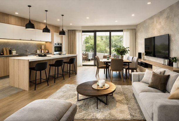 open space soggiorno cucina moderno ristrutturazione